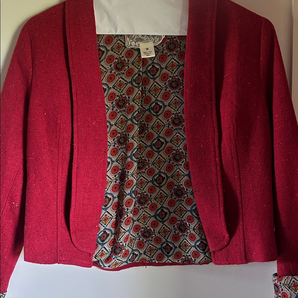 Nick & Mo Red Tweed Wool Mix Blazer